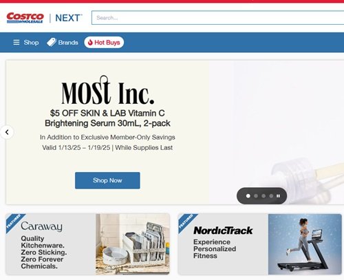 Costco Next homepage screenshot