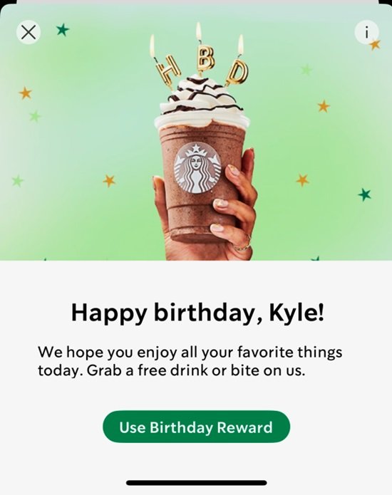 Free birthday drink from Starbucks